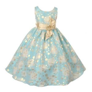 Aqua Gold Dress - Flower Girl